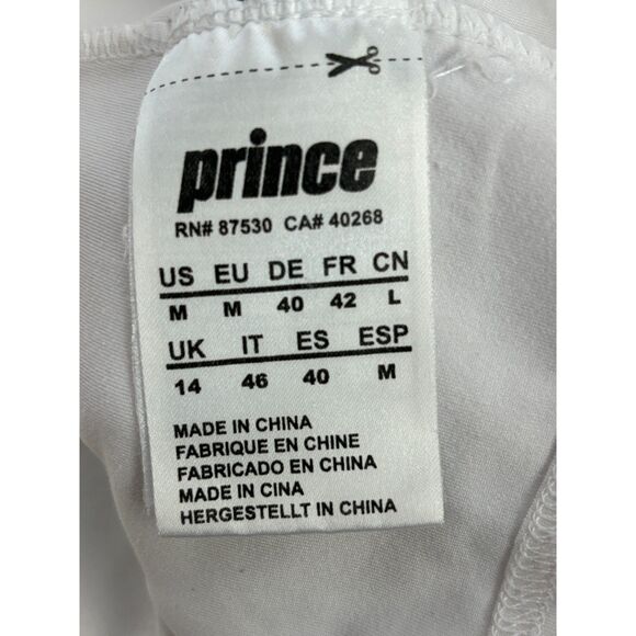 Prince White Tank Blue Trim Size M Workout Top Classy Tennis Gym Workout - Picture 8 of 10